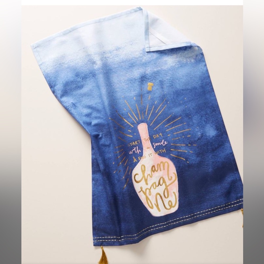 Anthropologie Bubbly Champagne Dish Towel 🥂